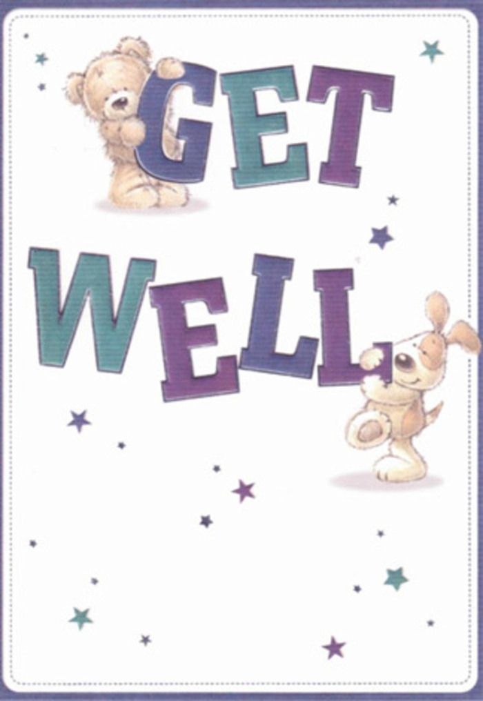 Emanating cheerful reassurance, this charming get well card brings the spirit of Beddington's caring community to life. Central to the illustration, a cuddly bear and a floppy-eared puppy share the important task of delivering a message of hope, their gentle friendship emphasized by the loving brushwork and tactile appearance of their fur. Large, lively letters in shades of purple and aqua spell out 'Get Well,' their confident forms radiating optimism much like the colourful wildflowers blooming in Beddington Park each spring. Above and around, playful starbursts in vibrant purples and blues float on a pristine background, echoing joyful moments spent beneath clear local skies. The overall composition feels both joyful and contemplative, drawing parallels to the careful assembly of a bouquet designed for comfort-each element in its place, every detail intended to soothe and uplift. Like a heartfelt delivery from a neighbourhood florist, this illustration sends warm wishes for recovery, wrapping the recipient in the gentle embrace of Beddington's unique kindness.